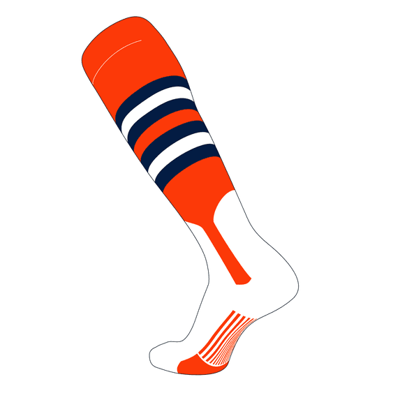 TCK Elite Baseball Knee High Stirrup Socks (I, 7in) Orange, Navy, White (XL)