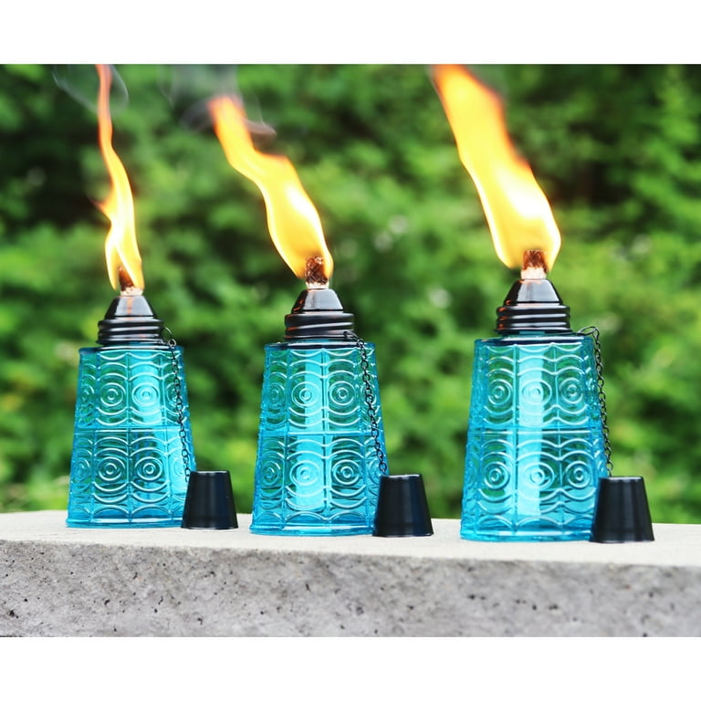 Tiki Glass 6 in. Outdoor Table Torch - Set of 3 Tiki Glass 6 in. Outdoor Table Torch - Set of 3