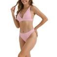 thumbnail image 4 of Conjuntos de bikini de dos piezas para mujer INSPIRE CHIC, con escote en V y cruce, parte inferior triangular con cordón en la espalda, trajes de baño grandes en color rosa, 4 of 5