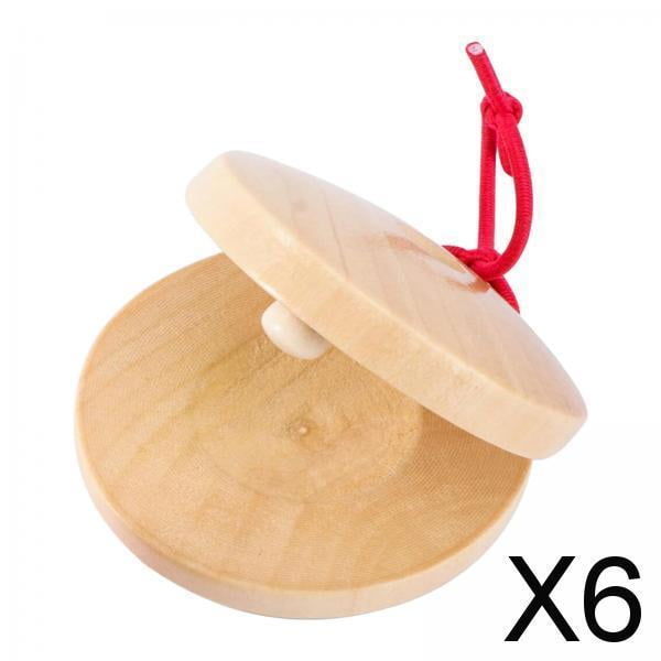 BELOVING 6X Wooden Finger Castanet Kids Musical Castanets Instrument DIY Baby Instruments