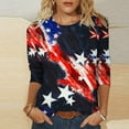thumbnail image 2 of IROINNID 4th of July T-Shirt For Women Fashion Mid-length Blouse Casual Tops Round Neck Women Tops 4th Of July, 2 of 4