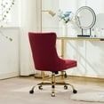 thumbnail image 5 of S-HOME Classic Design Velvet Upholstered Office Chair Featuring Golden Metal Base for Home or Office Use, WINE RED, 5 of 16