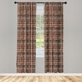 thumbnail image 3 of Ambesonne Retro Curtains, Vintage Striped Grid Art, Pair of 28"x95", Black Orange White, 3 of 5