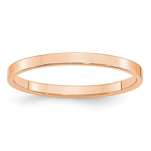 Real 14kt Rose Gold 2mm LTW Flat Band Size 8.5; for Adults and Teens; for Women and Men