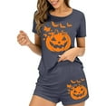 thumbnail image 4 of Qepwscx Women's Pajamas Sets 2 Piece Halloween Crew Neck Short Sleeve Sleepwear Pjs + Elastic Waist Shorts Lightweight Shirt Graphic Tops Pajama Sets Summer Going Out Outfits Loungewear M-XL, 4 of 7