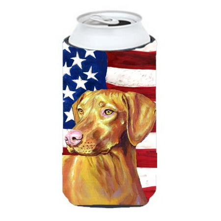 

Carolines Treasures LH9012TBC USA American Flag with Vizsla Tall Boy bottle sleeve Hugger 22 to 24 oz.