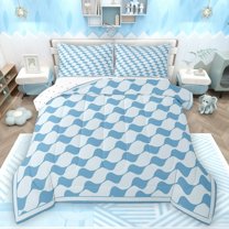Castle Fairy Female Men Adults Abstract Stripes Plaid Bedding Comforter Set 2pcs,Minimalist Geometric Twin Comforter Sets Microfiber,Mid Century Minimalism Breathable Bedding Set