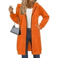 thumbnail image 4 of Mohiass Long Hoodies for Women Zip Up Jacket Oversized Y2K Hoodie Long Sleeve Sweatshirt Fall Jacket Winter Coats with Pockets Orange M, 4 of 6