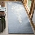 thumbnail image 3 of SAFAVIEH Soho Jarvis Peacock Feather Wool Runner Rug, Light Blue/Ivory, 2'6" x 8', 3 of 9