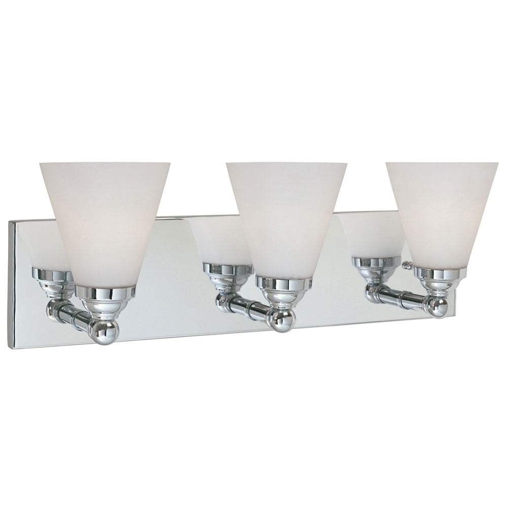 Chrome Contemporary Three Light 300W Bathroom Wall Fixture Hudson Collection
