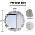 thumbnail image 4 of Noble House Crush Diamond Round Wall Mirror, Wave Frame Decorative Mirror Heavy Duty Frame with 2 Hangers, Silver, 4 of 8