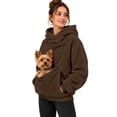 thumbnail image 3 of YMNXA Women Pet Pouch Hoodie Yorkshire Terrier Print Long Sleeve Pullover Button Collar Sweatshirt with Front Pocket for Small Pets Winter Daily Wear,L, 3 of 9
