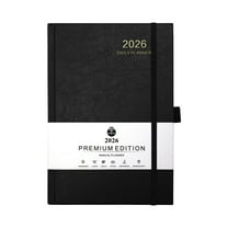 Blisscok A5 Black Academic Diary 2026 Week to View, Day to Page Diary, Full Year, Planner Desk Hardback Academic Organiser for School Home Office