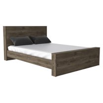 Depot E-Shop Barrie Full Size Bed Base With Headboard, Dark Brown