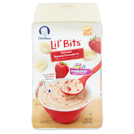 Gerber Lil' Bits Oatmeal Banana Strawberry Cereal, 8 oz ...