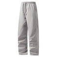 thumbnail image 3 of Men’s Lined Sweatpants Thermal Thicken Fleece Wide Leg Track Pants Windproof Warm, 3 of 9