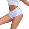thumbnail image 2 of HaoXianJian Women's Casual Low Waist Stretch Mini Denim Shorts, Hot Pants Nightclub Beach Shorts Party Clubwear, 2 of 9