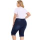 thumbnail image 5 of Women's Plus Size Capri Jeans Ripped Casual Chambray Denim Jean Dark Blue 1X, 5 of 7
