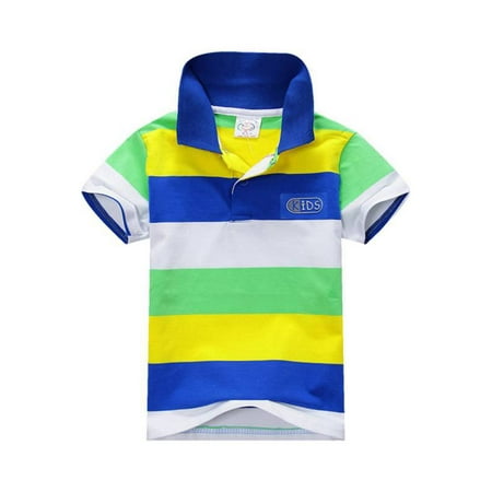 

Toddler Boy Stripe Cotton T-shirt Kids Short Sleeve Tops 1-7Y