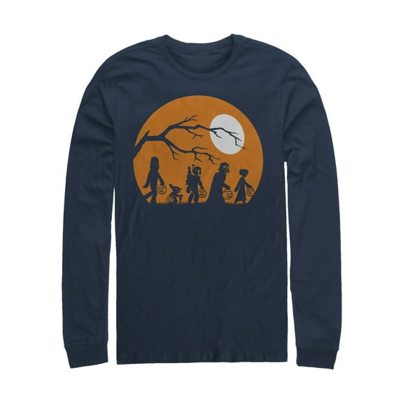 Men's Star Wars Halloween Characters Trick or Treat  Long Sleeve Shirt Navy Blue X Large