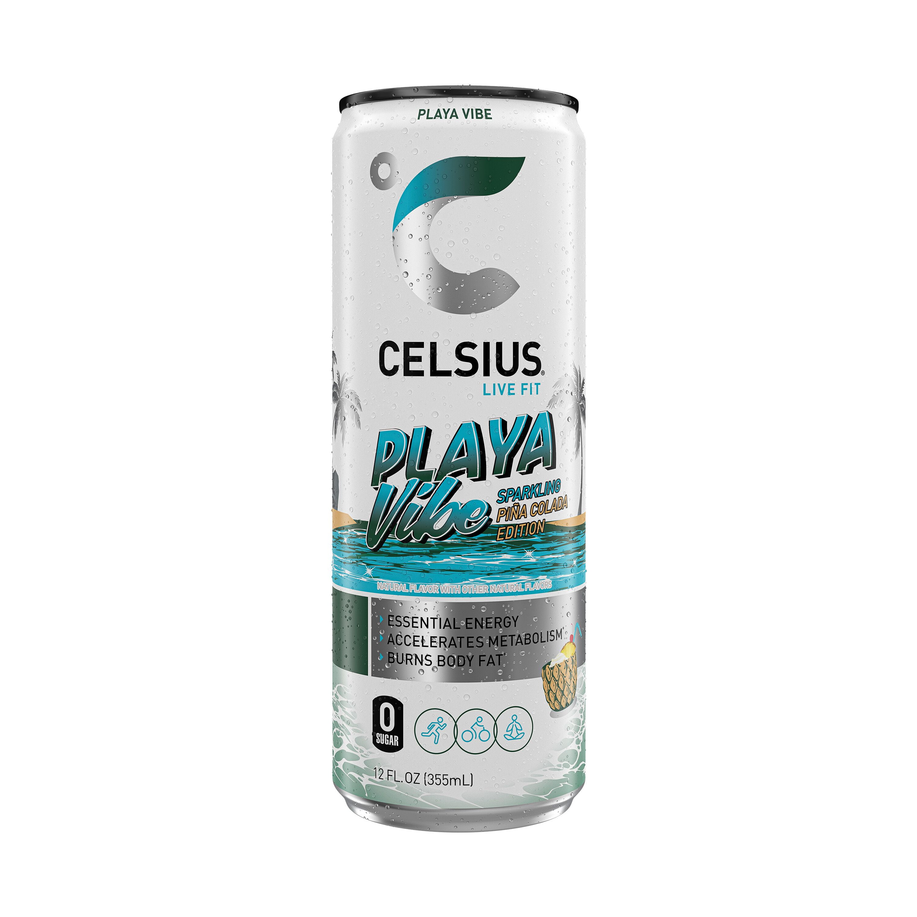 CELSIUS Sparkling Playa Vibe, Functional Energy Drink 12 fl oz (Pack of 12)