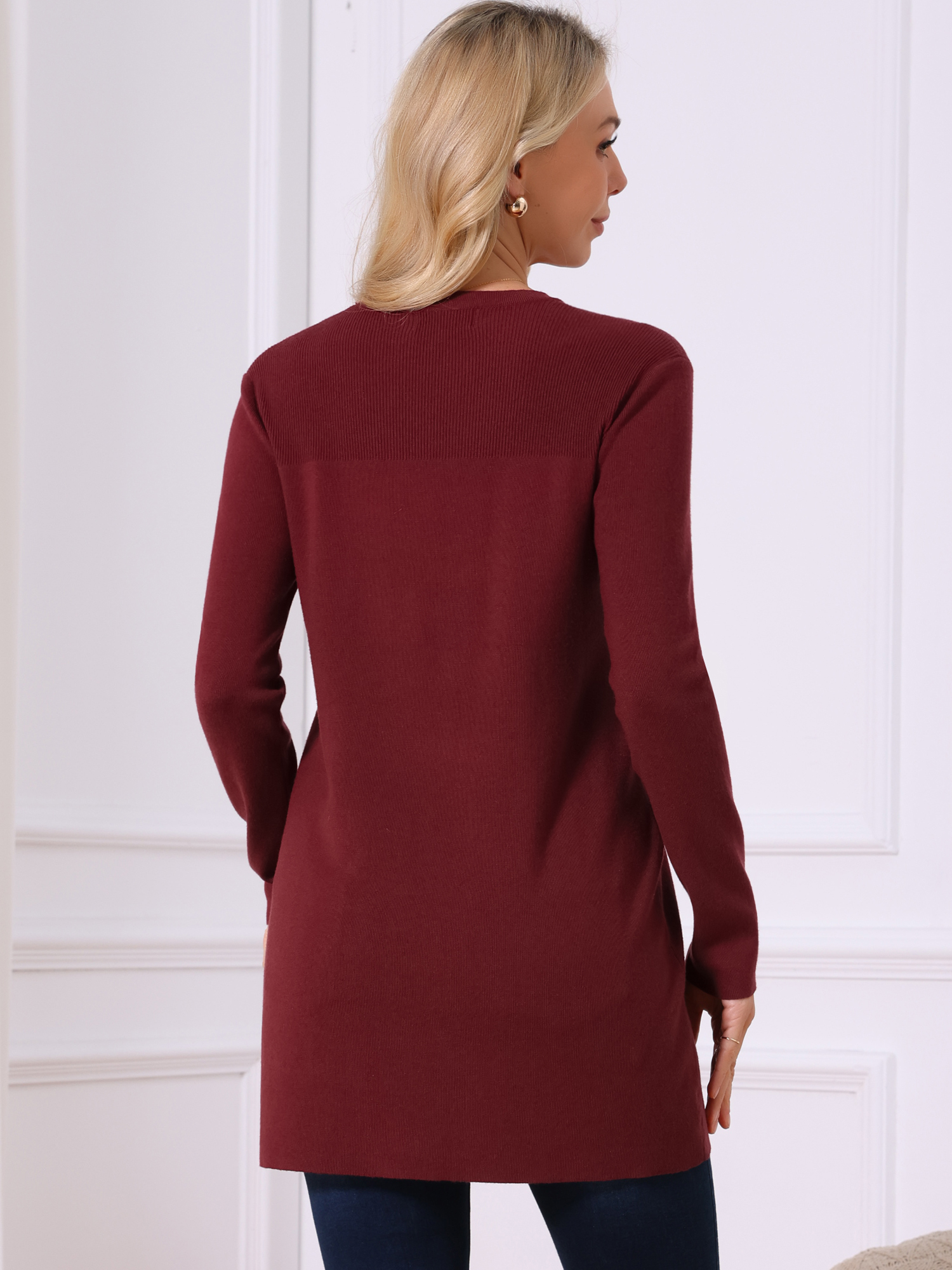 DARING DIVA Pullover Sweater Crewneck Long Sleeve Top S Wine Red