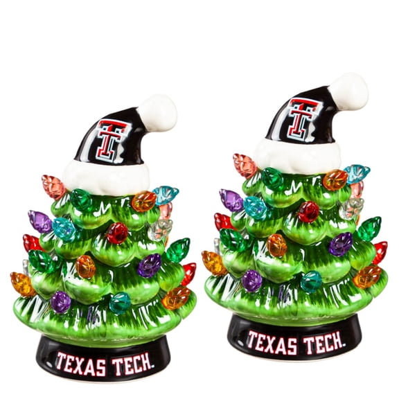 Texas Tech Red Raiders 2-Pack 4" Ceramic LED Christmas Tree Set