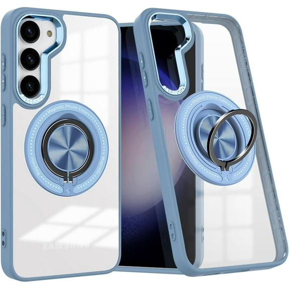 Blue for Samsung Galaxy S23 Plus Case Clear with Ring Holder [Compatible with MagSafe] [Support Wireless Charging] Anti-Yellowing Scratchproof Magnetic Case for Samsung Galaxy S23  2023