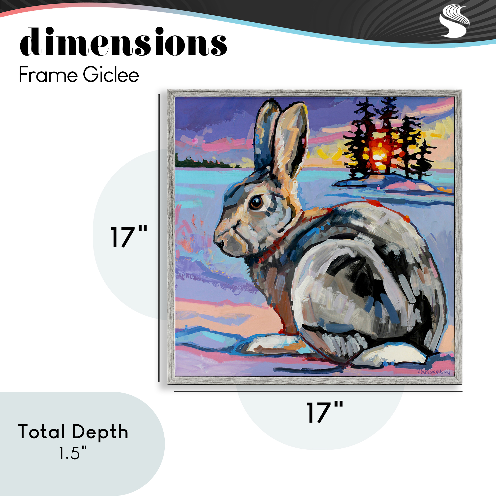 Runaway Goliath Rabbit Gray Framed Giclee Art, design by Adam Swanson