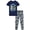 Navy Dino, variant on Quad Seven Boys Pajama Set Cozy Graphic Printed Short Sleeve Sleep Shirt and Pajama Pants 2 Piece