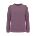thumbnail image 6 of Endives Women's Long Sleeve Shirts Round Neck Womens Tops Solid Color Basic Tee T Shirts Streetwear Outerwear S-5XL Purple, 6 of 7