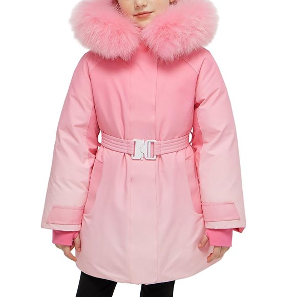 XIMIN Teen Girls Winter Coats Faux-Fur Hood Parka Coats Outwear Warm Quilted Coats Parka Long Puffer Jackets Kids Waterproof Thick Warm Down Outwear