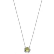 5th & Main Platinum-Plated Sterling Silver Round-Cut Lemon Quartz Pave CZ Pendant Necklace