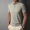 thumbnail image 5 of Seamless Silk-Like Men's Polo Shirt Solid Color Business T-Shirt, 5 of 9