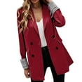 thumbnail image 1 of Gibobby Blazer de mujer Chaquetas elegantes para mujer chamarra de solapa con muescas chamarra de hombro traje de trabajo(Vino,XL), 1 of 5