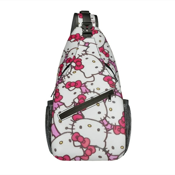 Hello kitty Sling Backpack Crossbody Sling Bag, Chest Bag Daypack Fanny Pack Cross Body Bag for Outdoors Hiking Traveling
