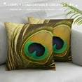 thumbnail image 3 of JEUXUS  Colorful Peacock and its Gorgeous Gold Tail Throw Pillow Covers Sofa Pillowcase Car Square Throw Pillowcases Home Decoration, 3 of 5