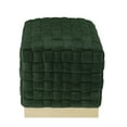 thumbnail image 2 of Boe Hunter Green/Gold Velvet Ottoman - Intricate Woven Pattern, Gold Stainless Steel Base, Cube, 2 of 9