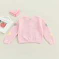 thumbnail image 4 of Kids Sweater  Heart Patterns  Neck Long Sleeve Cardigan Knitwear for Fall Winter  1-9 Years, 4 of 7