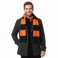 thumbnail image 4 of COUVER Unisex Knit Winter Rugby Striped Scarf Orange and Black 1 Pack, 4 of 7