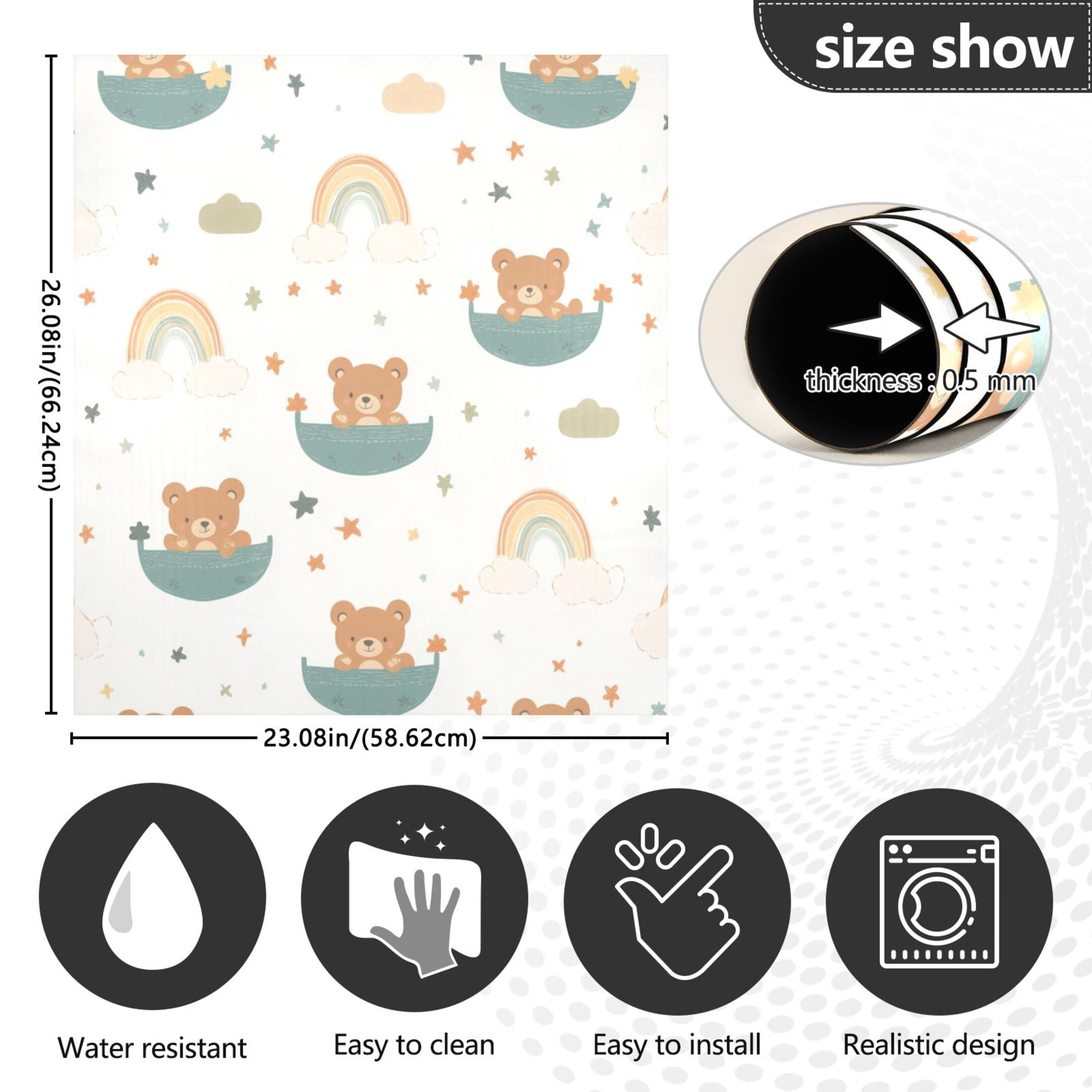 Dishwasher Magnetic Sticker 23x26 Inch Refrigerator Magnetic Sticker Washing Machine Magnetic Sticker Kitchen Panel Magnetic Sticker Home Decor Cool Cartoon Bear