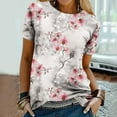 thumbnail image 4 of Dyegold Women's Summer Short Sleeve Tshirts Crew Neck Floral Printed Tunic Tees Trendy Casual Loose Plus Size Tops Blouse, 4 of 6