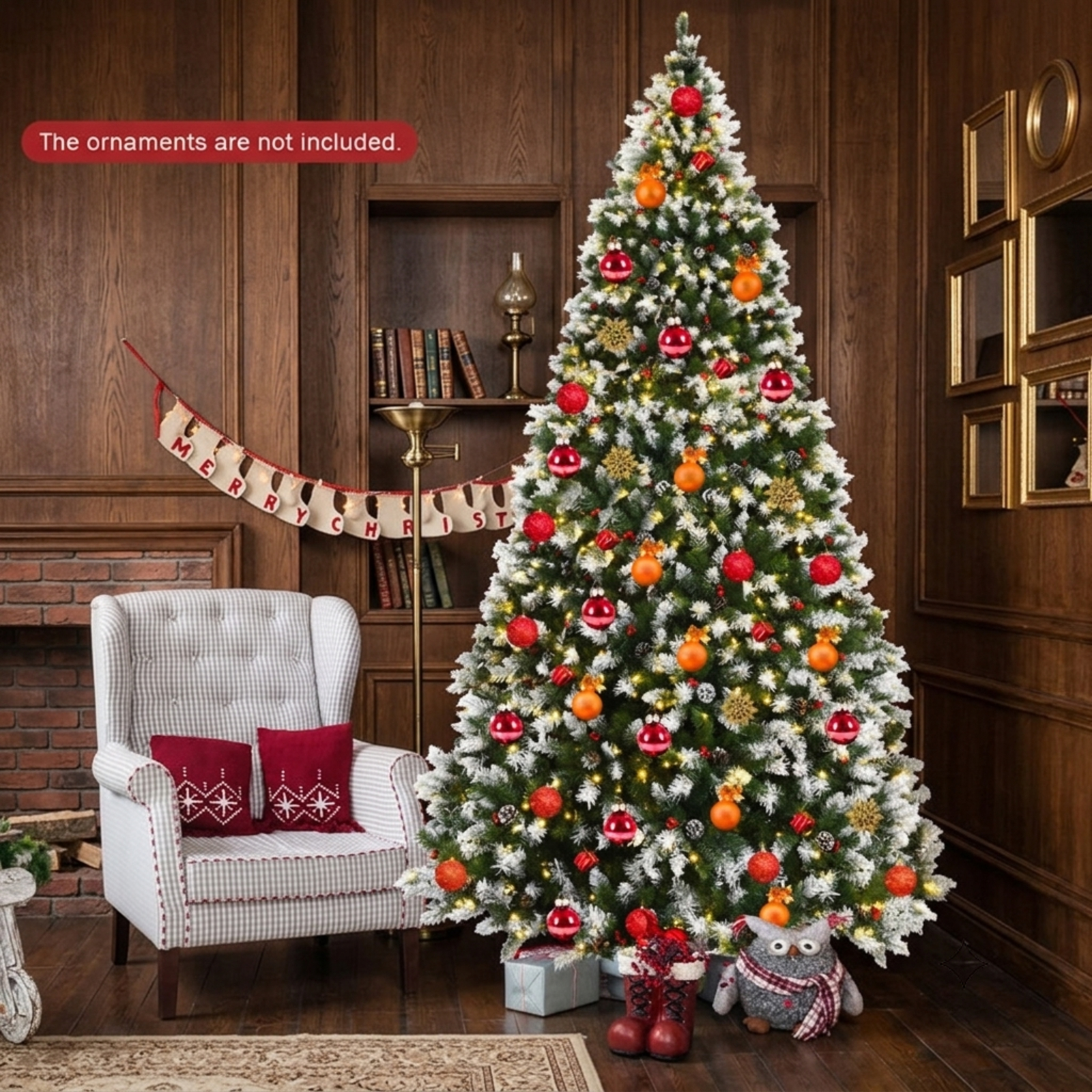 RUIE, 9 ft, Artificial Christmas Tree, with 900 LED Lights, 2058 Branch Tips, Green Holiday Xmas Tree for Indoor Home Office Decoration