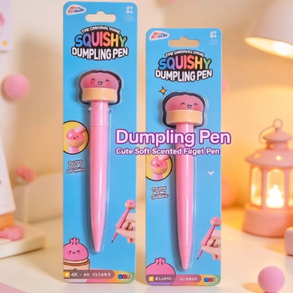 2026 New Dumpling Squishy Fidget Ballpoint Pen, Novelty Squeeze Stress Relief Pen,Soft Squishy Toy Topper, Fun Desk Play Stationery, Practical Writing Tool, Cute Gift (2 Pc)
