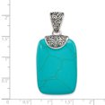 thumbnail image 2 of Sterling Silver Antiqued Turquoise Pendant (49 X 25) Made In China qp1326, 2 of 2