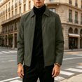 thumbnail image 6 of Men's Zip Up Casual Jacket Lapel Collar Fully Lined Long Sleeve Coat with Pockets Spring Fall Outfits Daily Outerwear, 6 of 6