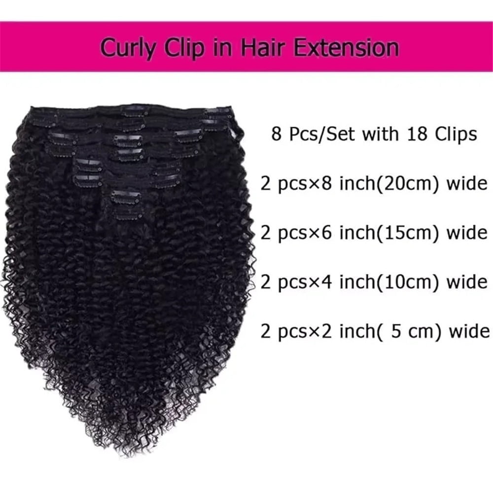 Afro Kinky Curly Clip in Hair Extensions Human Hair Clip in Extensions 8pcs 120g/set Brazilian Remy Hair Curly Hair Clip Ins for Black Women