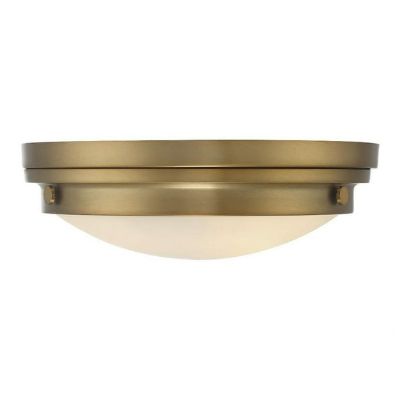3 Light Flush Mount-Transitional Style with Contemporary and Industrial Inspirations-4.75 inches Tall By 15 inches Wide-Warm Brass Finish Bailey