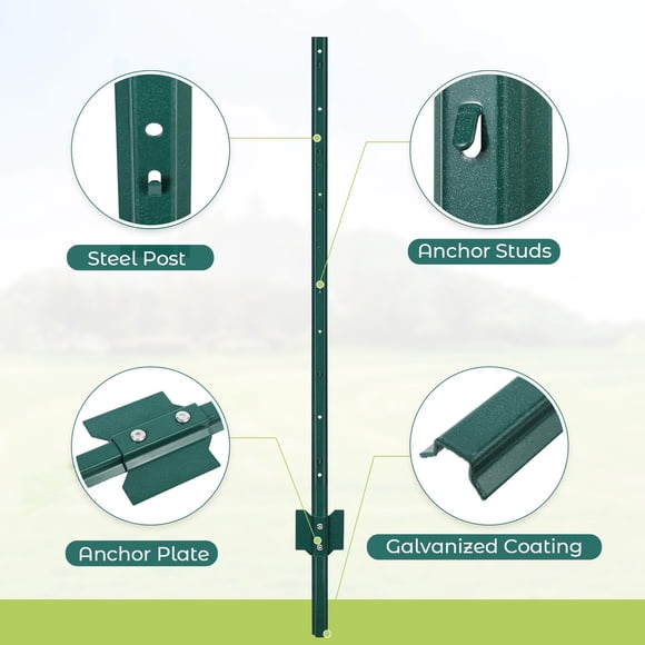 Kojooin 12 Pack Metal Fence Posts, T Posts for Lawn, Garden, Wire Fence, Mesh Fence or Outdoor Signs