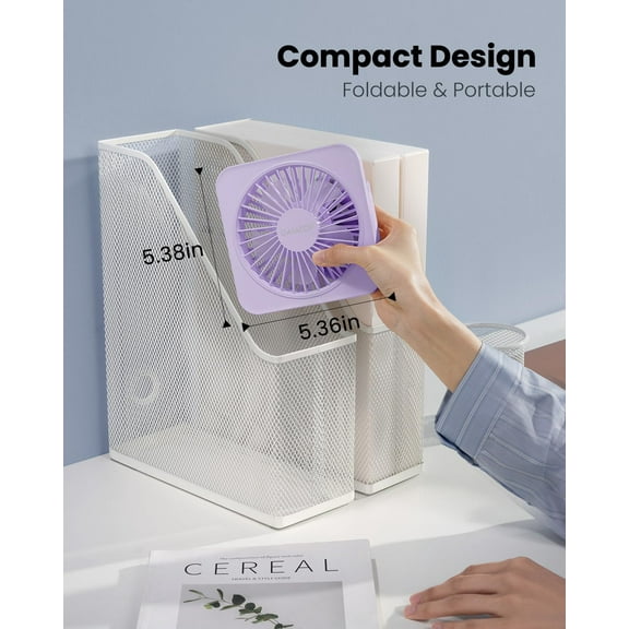USB Desk Fan, 5 Inch Portable Table Fan with 3 Speeds, Quiet & 180° Tilt Folding, Perfect for Office Home Bedroom